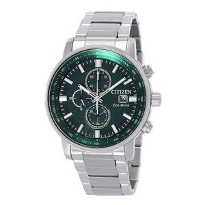 NWT Authentic Citizen Chronograph Quartz Green Dial Men's Watch